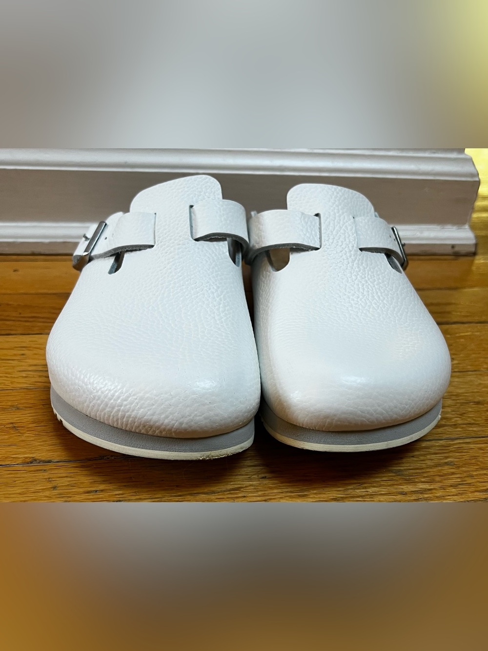 Birkenstock Boston Super Grip Natural Leather White Regular Fit 39 - New No Box - Picture 2 of 6